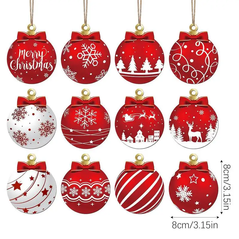 12 Uds. De adornos de bolas de Navidad, colgantes para colgar en árbol de Navidad, decoración para fiesta navideña de Año Nuevo, regalo, colgante 2025