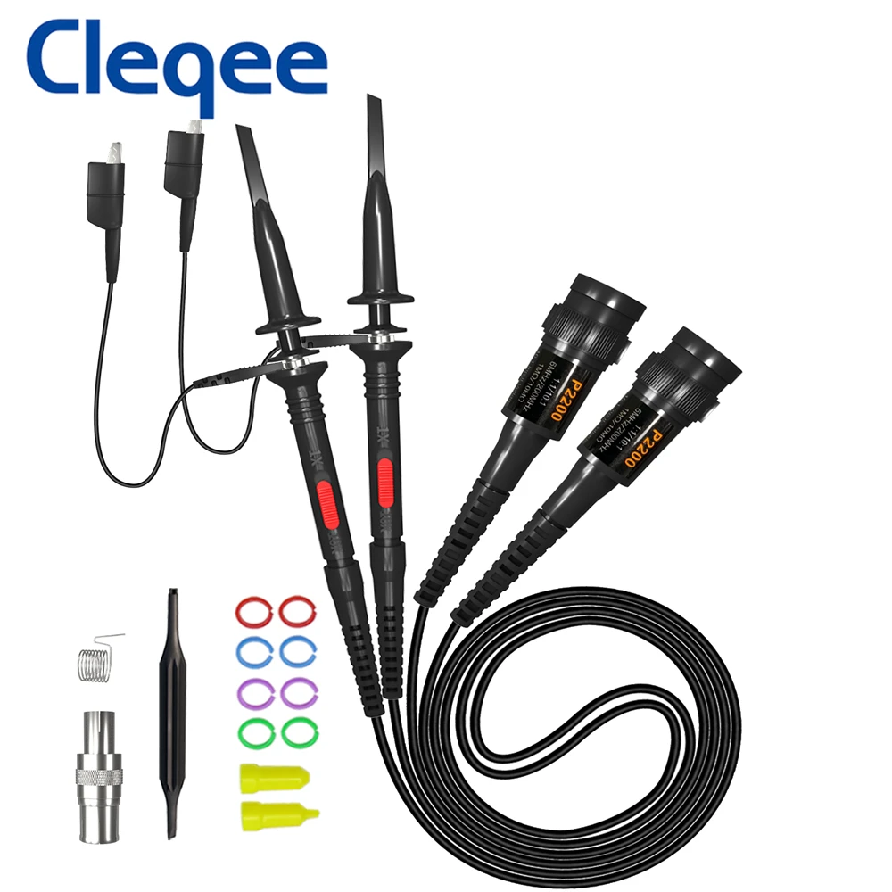 Cleqee P2060 P2100 P2200 DC 60MHz 100MHz 200MHz X1/X10 Oscilloscope Probe For Tektronix HP BNC Test Lead Kit