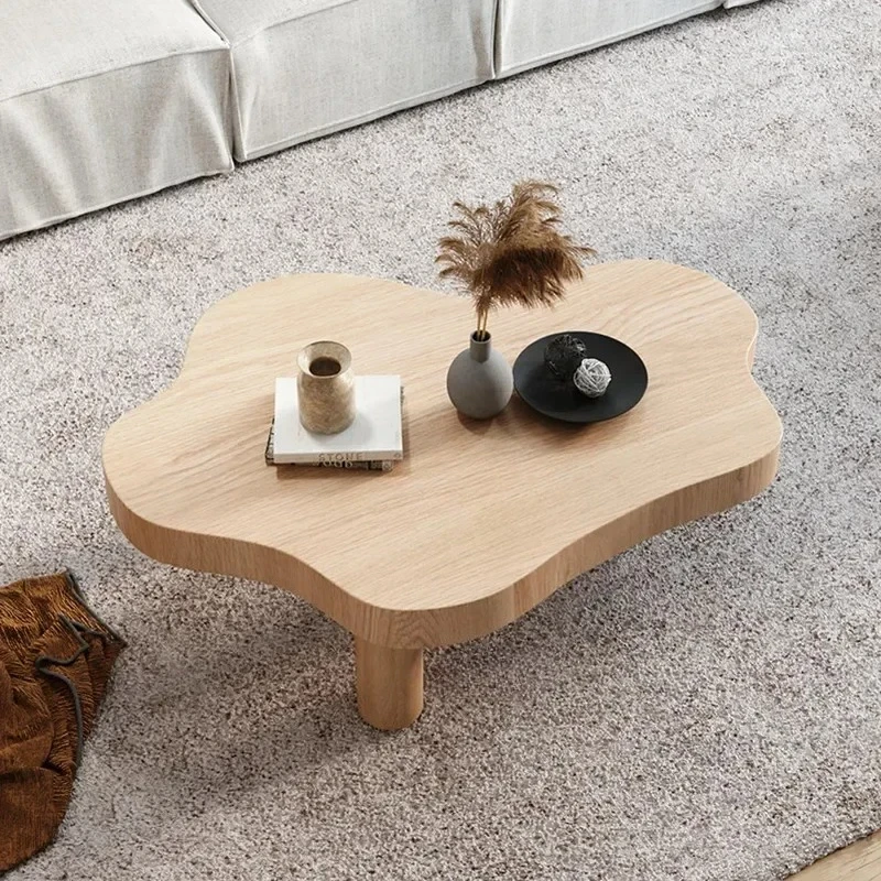 Nordic Home Living Room Center Table Solid Wood Coffee Table Simple Small Side Table Irregular Shaped White Cloud Coffee Tables