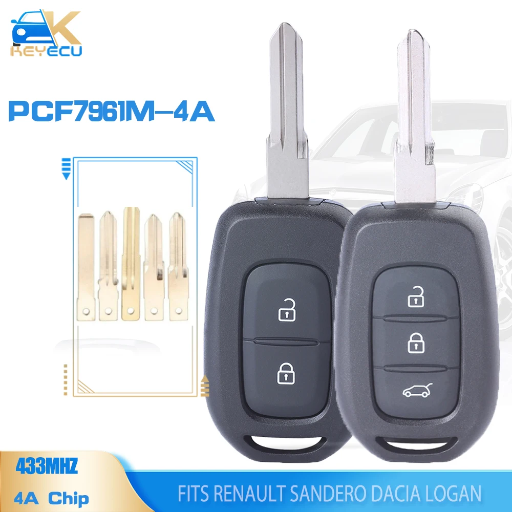 

KEYECU 433 МГц PCF7961M 4A дистанционный ключ для Renault Sandero Dacia Logan лодgy Dokker Duster Trafic Clio4 Master3 VAUXHALL VIVAR