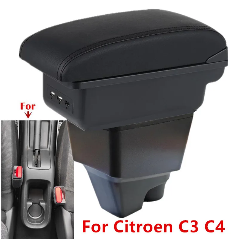 For Citroen C3 Armrest Box For Citroen C3 C4 Car Armrest Box Central Storage Box Interior Dedicated Retrofit Car Accessories