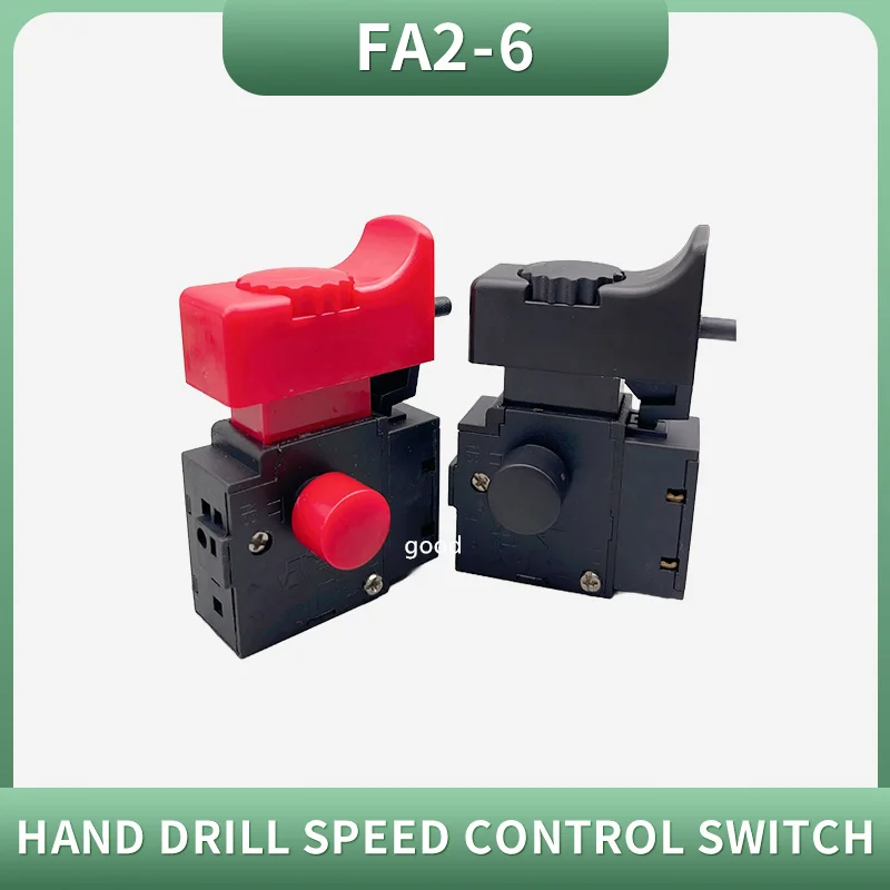 1PCS FA2-6/1BEK 250V 6A 5E4 Red+Black Lock On Power Tool Electric Drill Trigger Switch Electric tool fittings switch