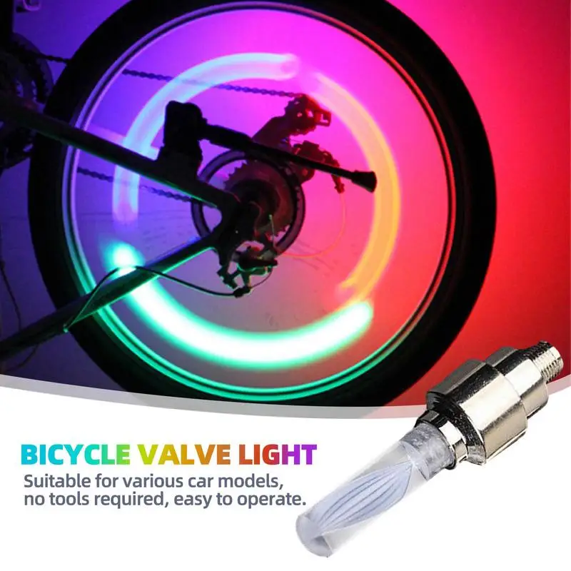 Bicycle Tire Lights Colorful Tire Valve Light LED Tire Stem Caps Lighted Valve Covers LED Wheel Light Air Valve Caps