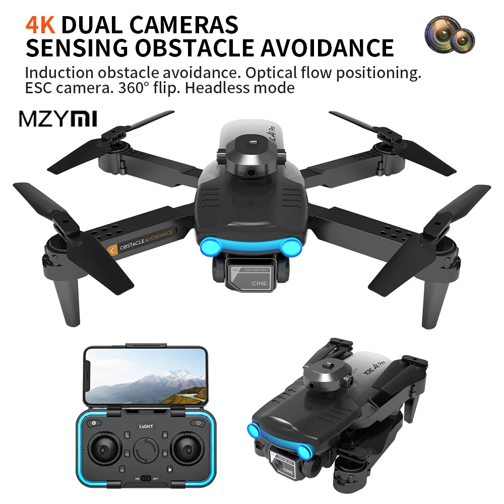 

MZYMI A8 Pro RC Drone 4K HD Dual Camera Wide Angle Professional Foldable Quadcopter GPS WIFI Obstacle Avoidance RC Helicopter