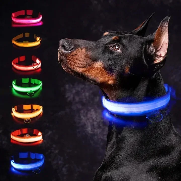 LED Glowing Dog Collar Adjustable Flashing Rechargea Luminous Collar Night Anti-Lost Dog Light HarnessFor Small Dog Pet Products