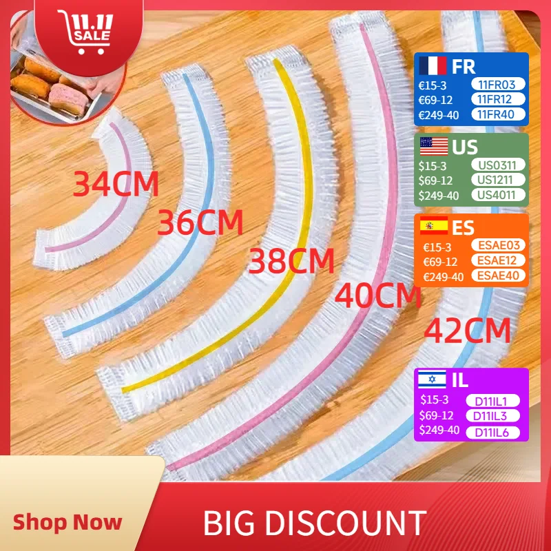 Couvercle alimentaire jetable coloré, couvercles anti-poussière de qualité alimentaire, emballage en plastique élastique, bonnet de douche, couverture alimentaire pour fruits, sac de conservation des