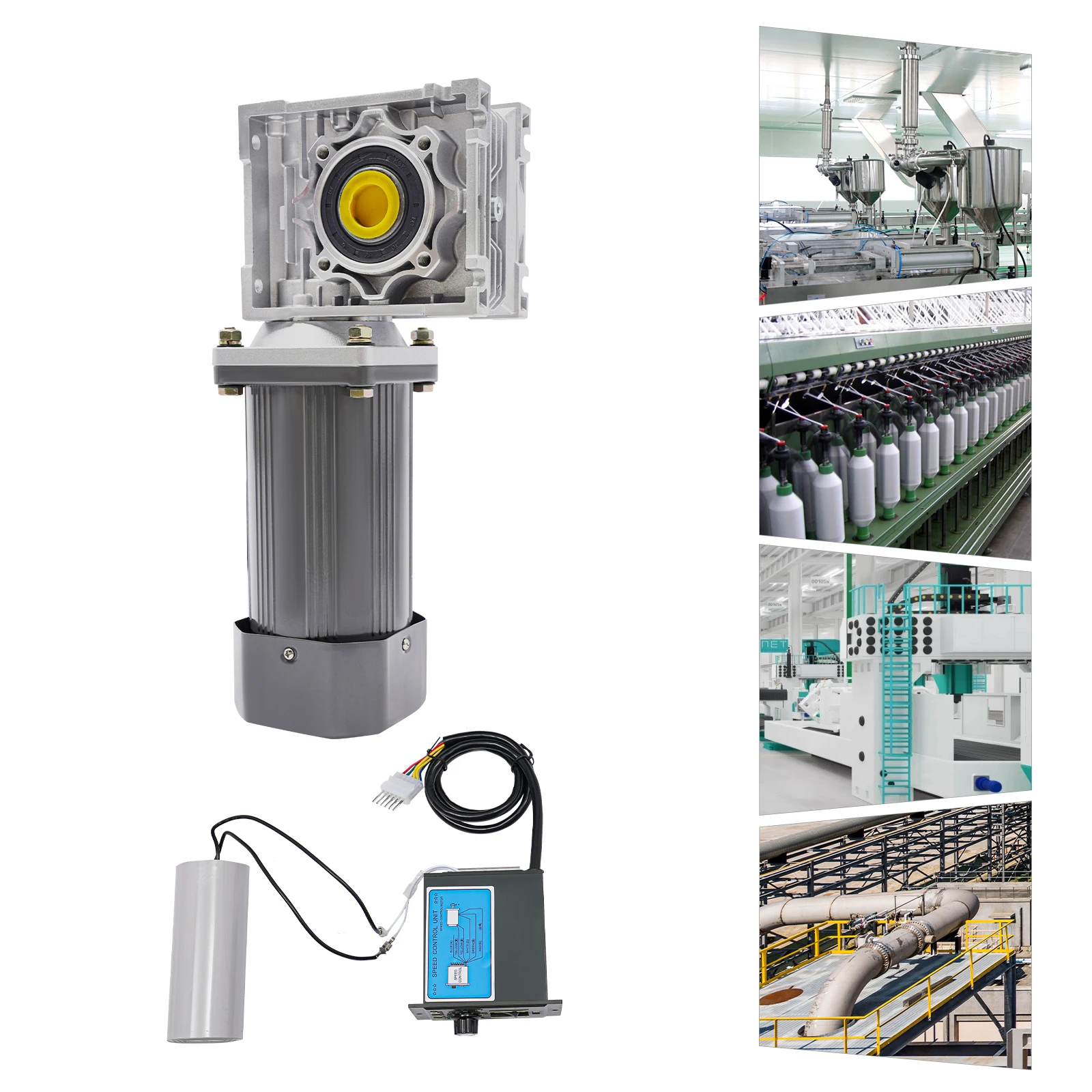 

Мотор-редуктор из алюминиевого сплава 370 Вт, серебряный червячный мотор-редуктор 110 В с регулятором скорости, отдельно стоящий для оборудования с ЧПУ