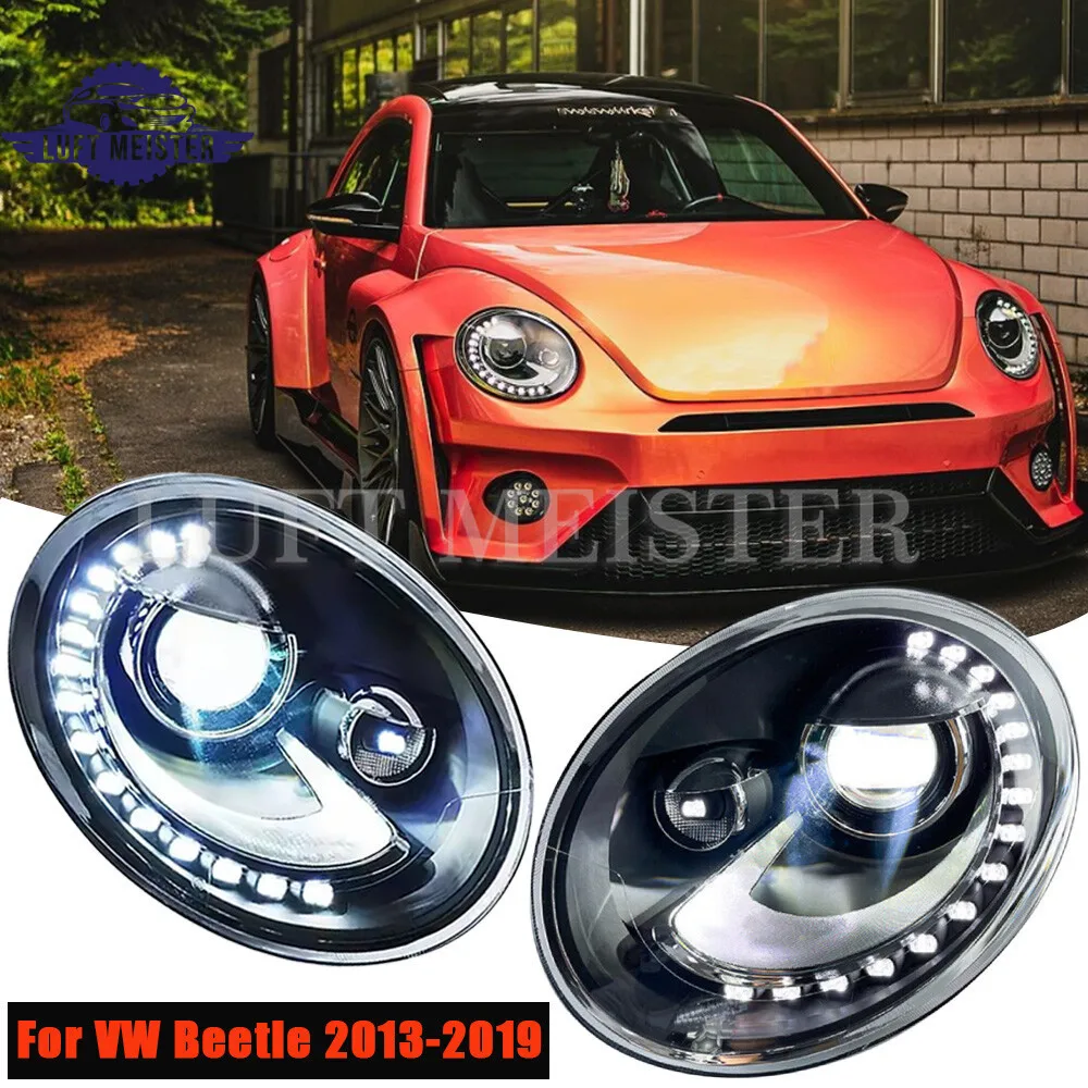 

1 шт. передние автомобильные светодиодные фары для Volkswagen Beetle 2013-2019 DRL указатель поворота дальнего света все светодиодные линзы проектора