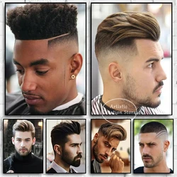 Men Hairstyle Models Poster Hair Hairdressing Canvas Painting Art Hairdresser Barber Shop Wall Art Prints Picture Salon Decor