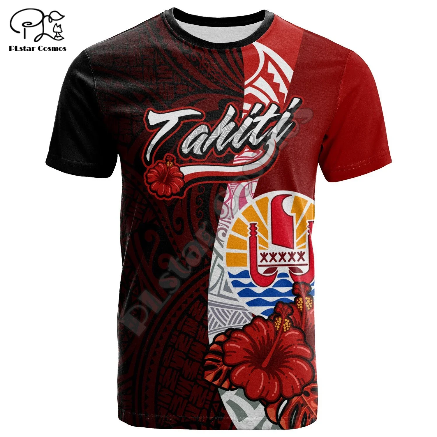 Newfashion francês polinésia tahiti país bandeira cultura tribal retro 3dprint verão colorido manga curta t-shirts b1