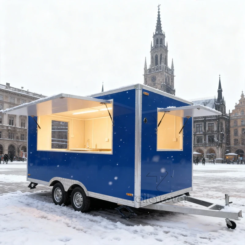 

Commercial Outdoor Mobile Food Truck Pizza Hot Dog French Fries Tacos Hamburgers Gelato Food Trailer with Full Kitchen