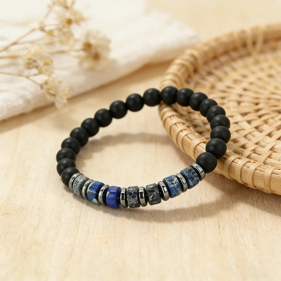 Noter Premium-Auswahl, Armband aus Kaiserstein, für Herren, 5 Farbvarianten, energetisch heilendes Perlenarmband, handgefertigter Schmuck, Geschenk für Ihn. – Detail 5