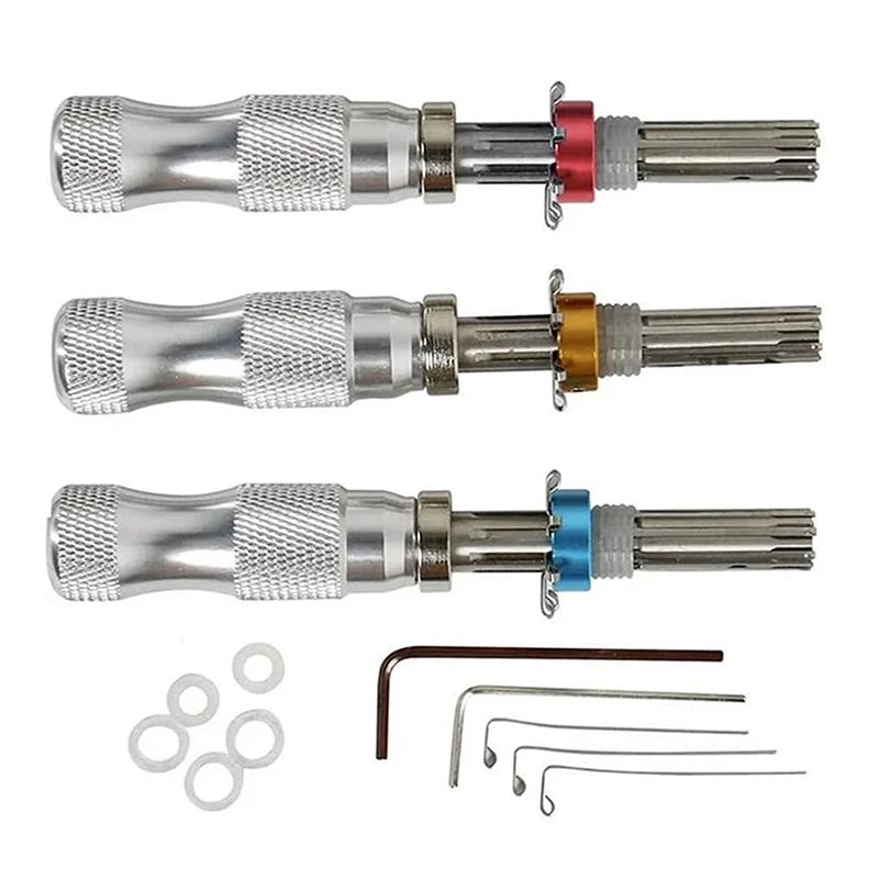 3Pcs 7 Pin Advanced Tubular Lock Tool Set For Padlock Tool Cross Pic-ik Tubular Pick Stainless Steel Tubular