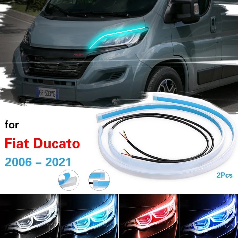 For Fiat Ducato 2006-2021 Headlamp Light Guide Strip Scan LED Running Light Car Decorative Light Streamer Turn Signal Light 12V