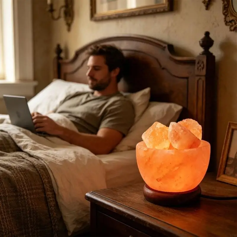 USB Powered 7 Shade Salt Crystal Lamp Handcrafted Night Light For Home Office Relaxation B03E