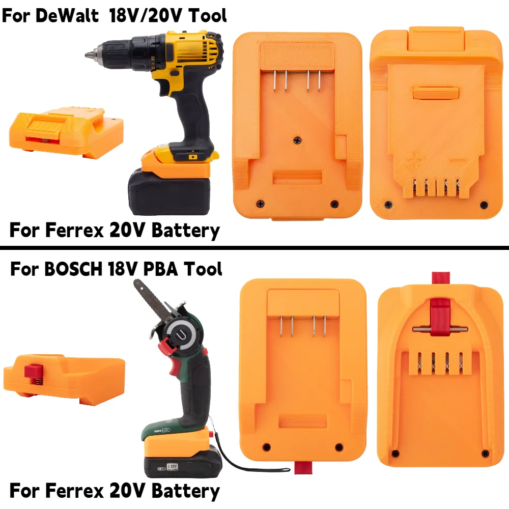 Adapter/Converter for Ferrex 20V Li-ion Battery To DeWalt/Makita/OZITO/Milwaukee/BOSCH PBA/PARKSIDE X20V/Ryobi ONE+ 18V Tools