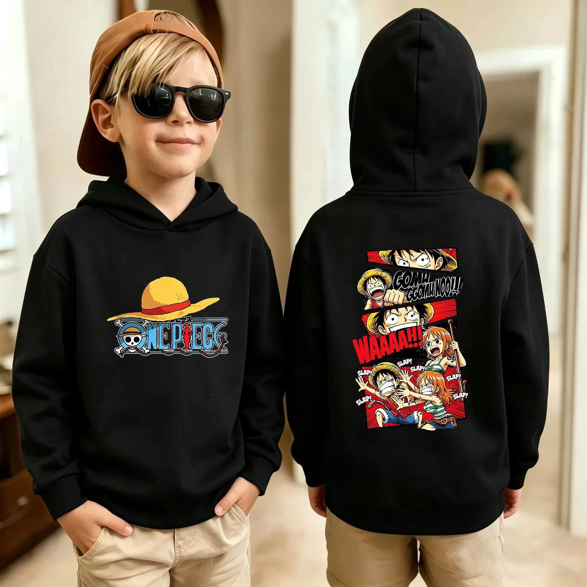 2026 New One Piece Kids' Printed Hoodie (Fall/Winter Collection) – Casual, Cute, Fashion and Perfect for Outdoor Activities.