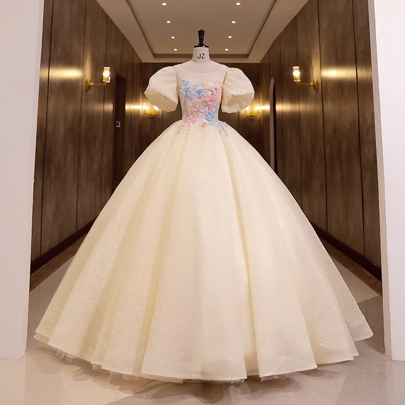 

Yellow Ball Gown Women Quinceanera Dresses Appliques Tulle Prom Party Birthday Gowns Formal Vestido De Fiesta robes de soirée