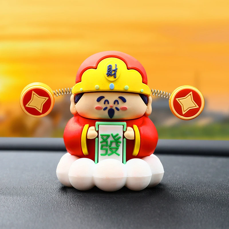 Silicone Cartoon Caishen Pendant Good Luck Feng Shui God Of Fortune Statue God Of Wealth Ornament Home Car Interior Accessories