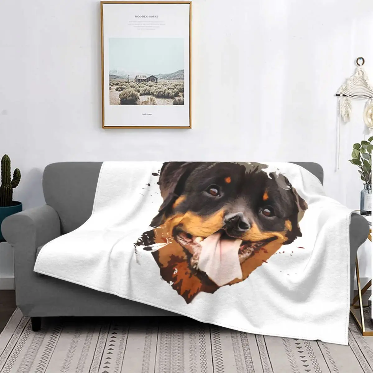 Rottweiler Dog Lover Blanket Fleece Spring Autumn Portable Ultra-Soft Throw Blankets for Bedding Office Plush Thin Quilt