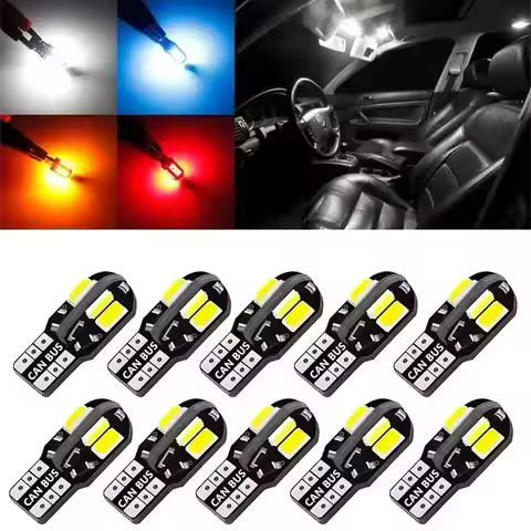 10/20PCS W5W T10 LED Bulbs Canbus 5730 8SMD 12V 6000K 194 168 LED Car Interior Map Dome Lights Parking Light Auto Signal Lamp
