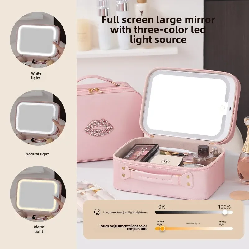 New LED with light and mirror, high-end cosmetics storage bag