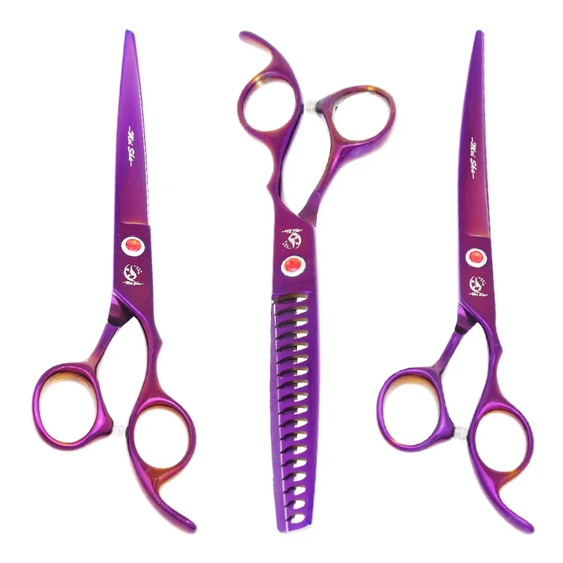 Meisha 7 inch Dog Cat Hair Scissors Pet Grooming Shears Straight Curved Cutting Shears Fish Bone Thinning Trimming Tools B0021A