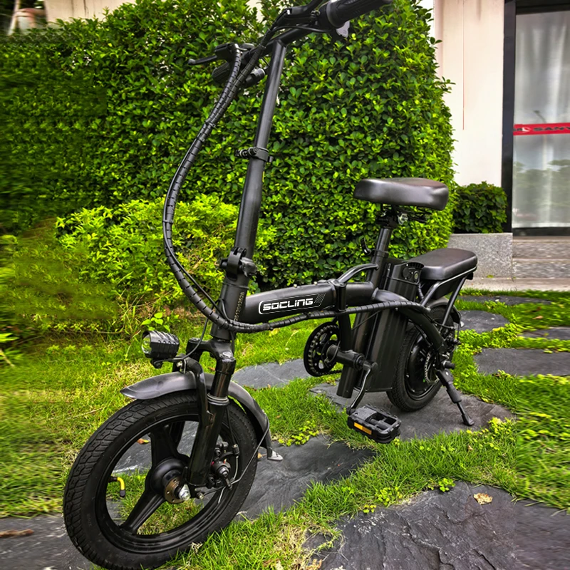 Black E-Bike, Foldable Ebike, 500W Motor, Detachable Battery,Max Load 330LBS, 19.9MPH Top Speed, 14*2 All-Terrain Tires，Bright Headlight 3-Riding Modes 6-Hour Charging Time, City Commuter Bike, Front Shock Absorptions/Full Shock Absorptions Optional image 9