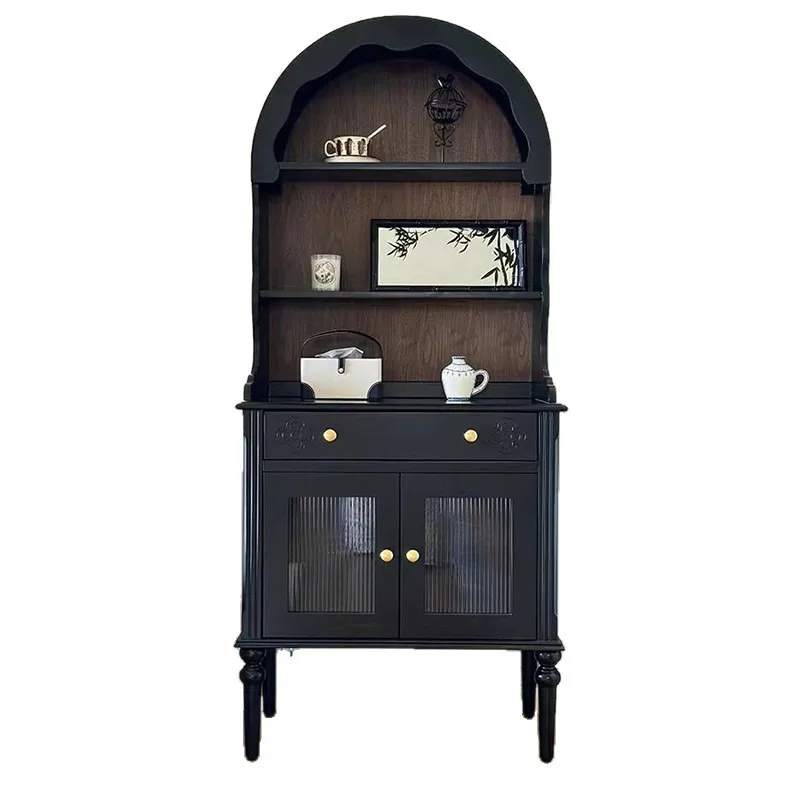 Retro solid wood dining side cabinet, French arched bookcase, Nordic simple dome cabinet