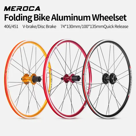 MEROCA M100 20" Folding Bike Wheelset 406 451 Aluminum Wheels For DAHON Folding Bike V-brake Disc Brake Wheel Set