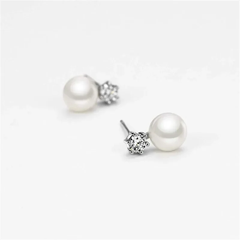 Dainashi 925 Sterling Silver 8-9mm naturalna perła słodkowodna cyrkon Rhinestone stadniny kolczyki wysoka biżuteria prezenty dla kobiet — zdjęcie 4