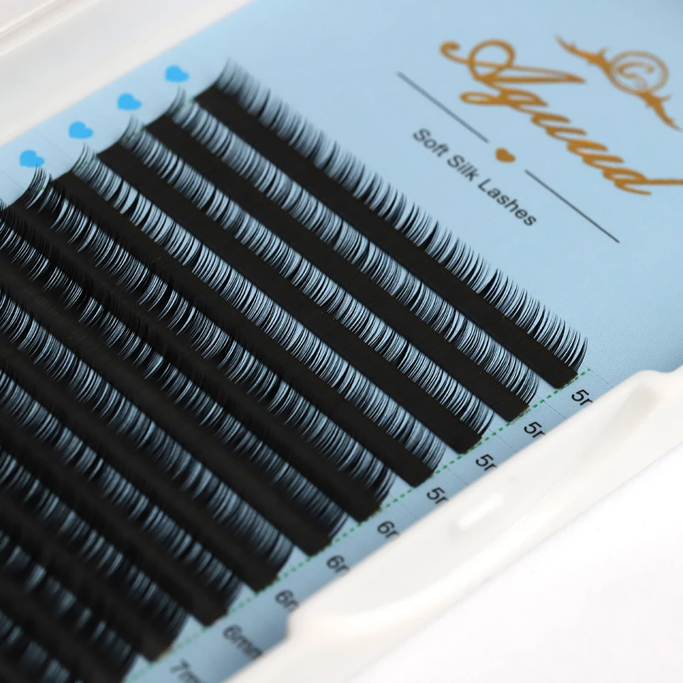 AGUUD 50 trays/lot Classic Eyelash Individual Loose Base Mink Russian Volume Black Cashmere Normal Fanning Eyelashes Wholsesale