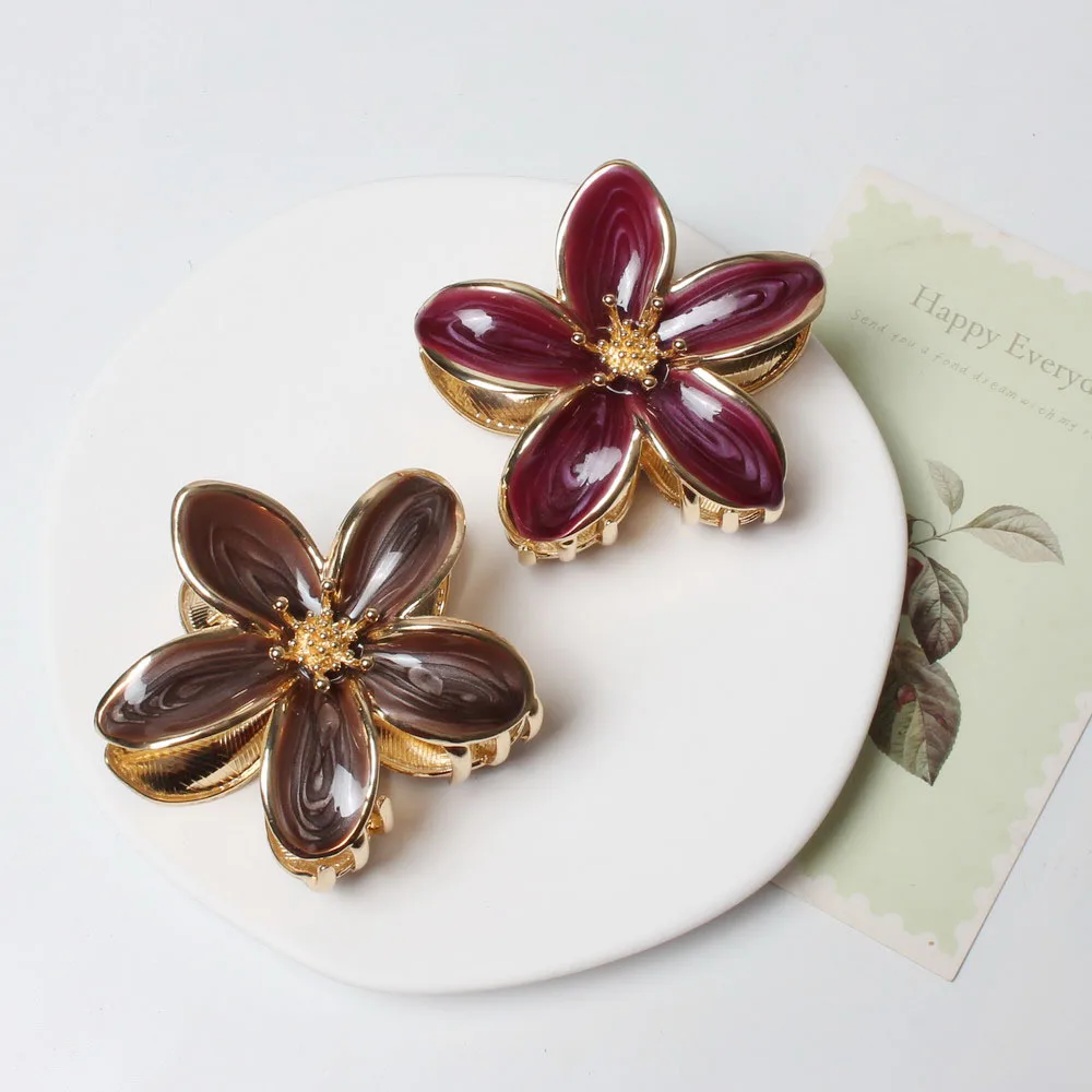 Blumen-Haarspangen für Frauen Plumeria Metall-Haarklammern Mittelgroße Haarklammern für Dickes und Dünnes Haar Tropische Strand-Haaraccessoires – Detail 1