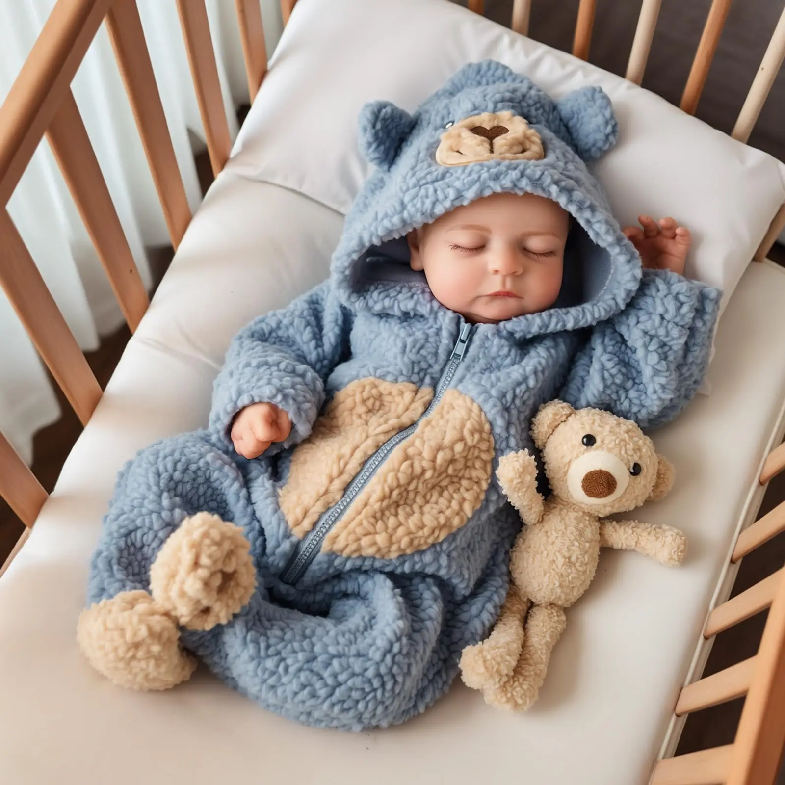 ตุ๊กตา Reborn - ตุ๊กตาเด็กเหมือนจริงขนาด 20 นิ้ว ตัวทำจากผ้า ตาปิด - ตุ๊กตาสมจริงพร้อมอุปกรณ์เสริมสำหรับเด็กอายุ 3 ปีขึ้นไป