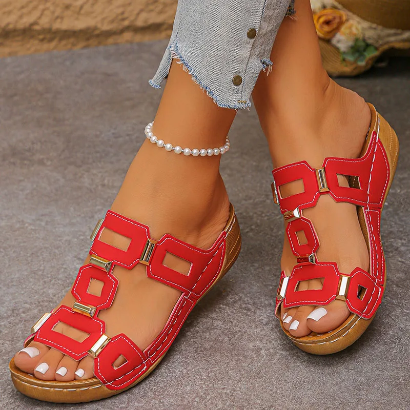 Large Size Roman Style Women's Sandals Open Toe Beach Slippers 2026 Summer Wedges Comfortable Outdoor Slip-On Shoes for Women image 5