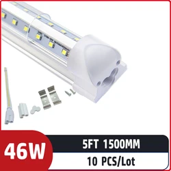 10pcs/lot 5ft 1500mm 46w AC85-265V input Led Fluorescent lamp For Home Lighting T8 integrated v shape led tube