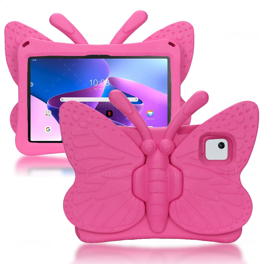 Imagem -03 - Kickstand Capa Infantil à Prova de Choque dos Desenhos Animados Borboleta Tablet Case para Lenovo Tab M10 Plus 3ª Geração 10.6 Tb125fu Tb128fu Tb128xu