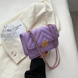 Borsa da donna Borsa a tracolla viola alla moda, mini borsa quadrata con patta trapuntata Chevron Borsa a tracolla di qualità, borse per le donne 2024