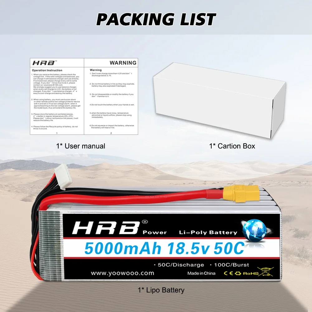 2pcs 5S Lipo Battery 18.5V 5000mah 50C with XT90 T Plug RC LiPo for Helicopter Quadcopter Airplane Drone Car Drones Boat