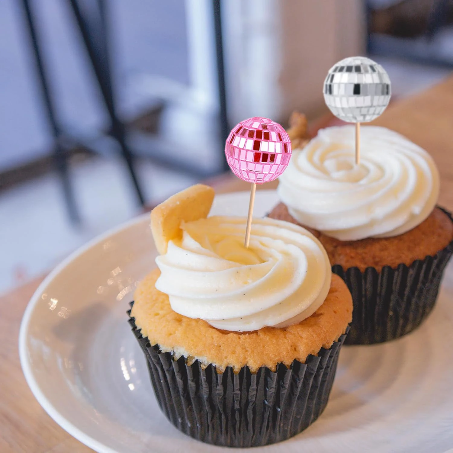 Discokugel-Kuchendekoration Rosa Silberne Spiegelkugel-Kuchendekoration für Disco 80er Jahre Themenparty Geburtstag Hochzeit Cupcake-Topper – Detail 39