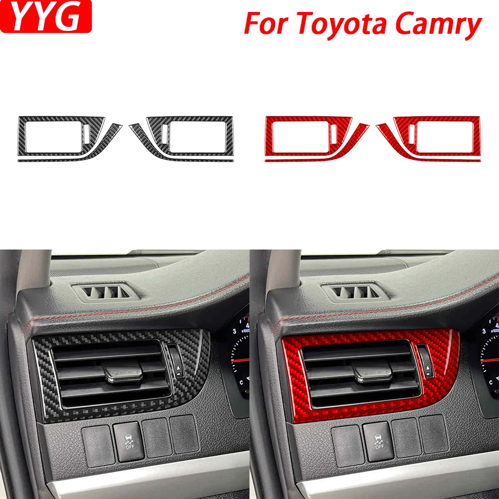 For Toyota Camry 2015 2016 2017 Car Accessories Carbon Fiber Dashboard Air Conditioning AC Outlet Panel Cover Interior Sticker