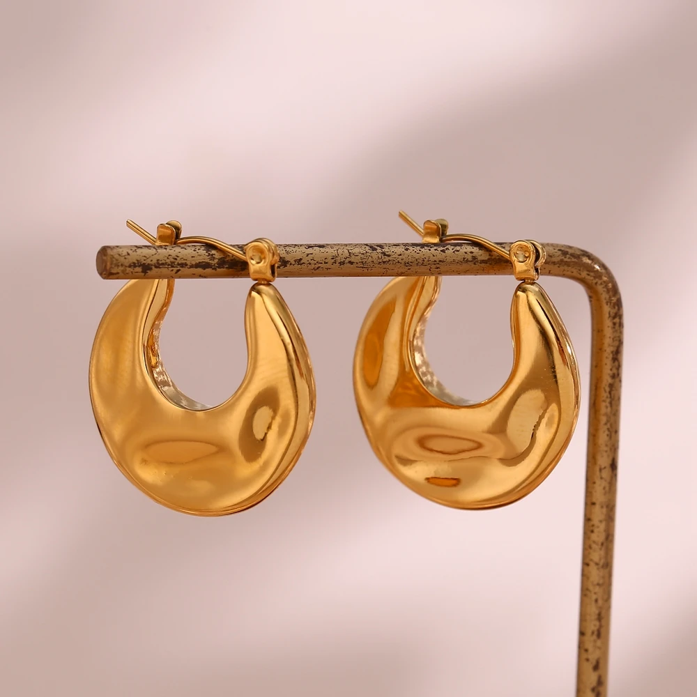 E.B.belle Small Round Cute Gold Plated Metal Hoop Earrings For Woman Waterproof Tarnish Free Basics Earrings for Women