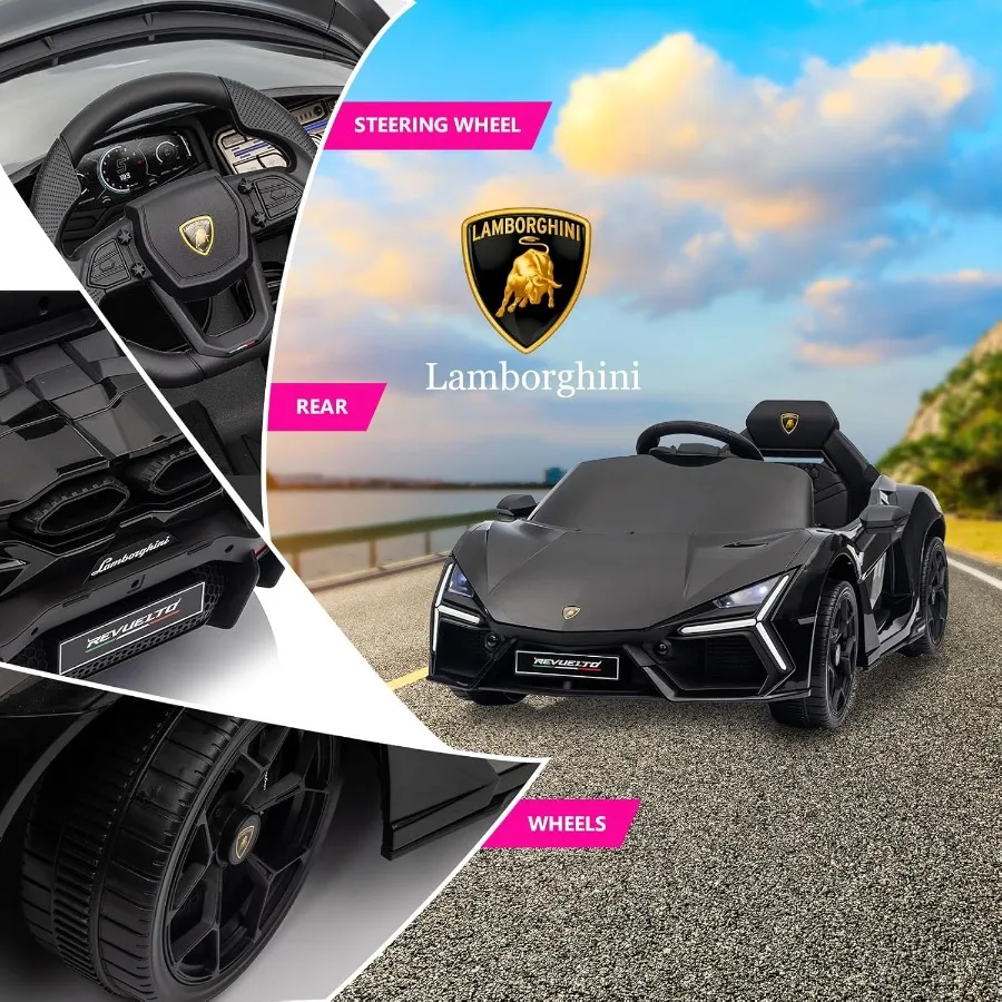 รถยนต์ไฟฟ้าสำหรับเด็ก 12V รุ่น Lamborghini Revuelto พร้อมรีโมทคอนโทรล รถยนต์แบตเตอรี่สำหรับเด็กพร้อมบลูทูธ