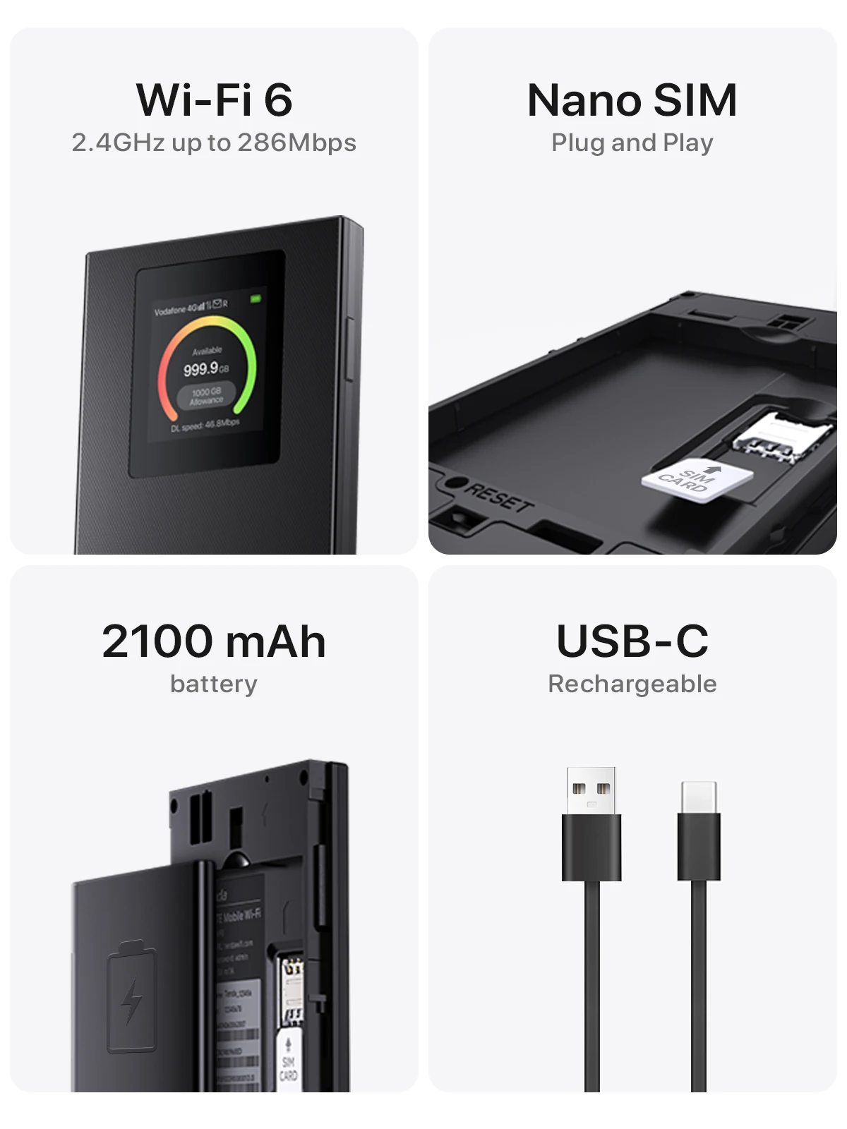 جهاز توجيه 4G LTE لا سلكي WIFI محمول مصغر خارجي صندوق ضوئي محمول WIFI 286MBPS شريحة CAT4 بطاقة تكرار فتحة 2100 MAH #2