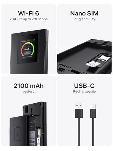 Imagen 2 del producto 4G Lte Router Wireless Wifi Portable Modem Mini Outdoor Hotspot Pocket Mobile Wifi 286Mbps Sim CAT4 Card Slot Repeater 2100 mAh