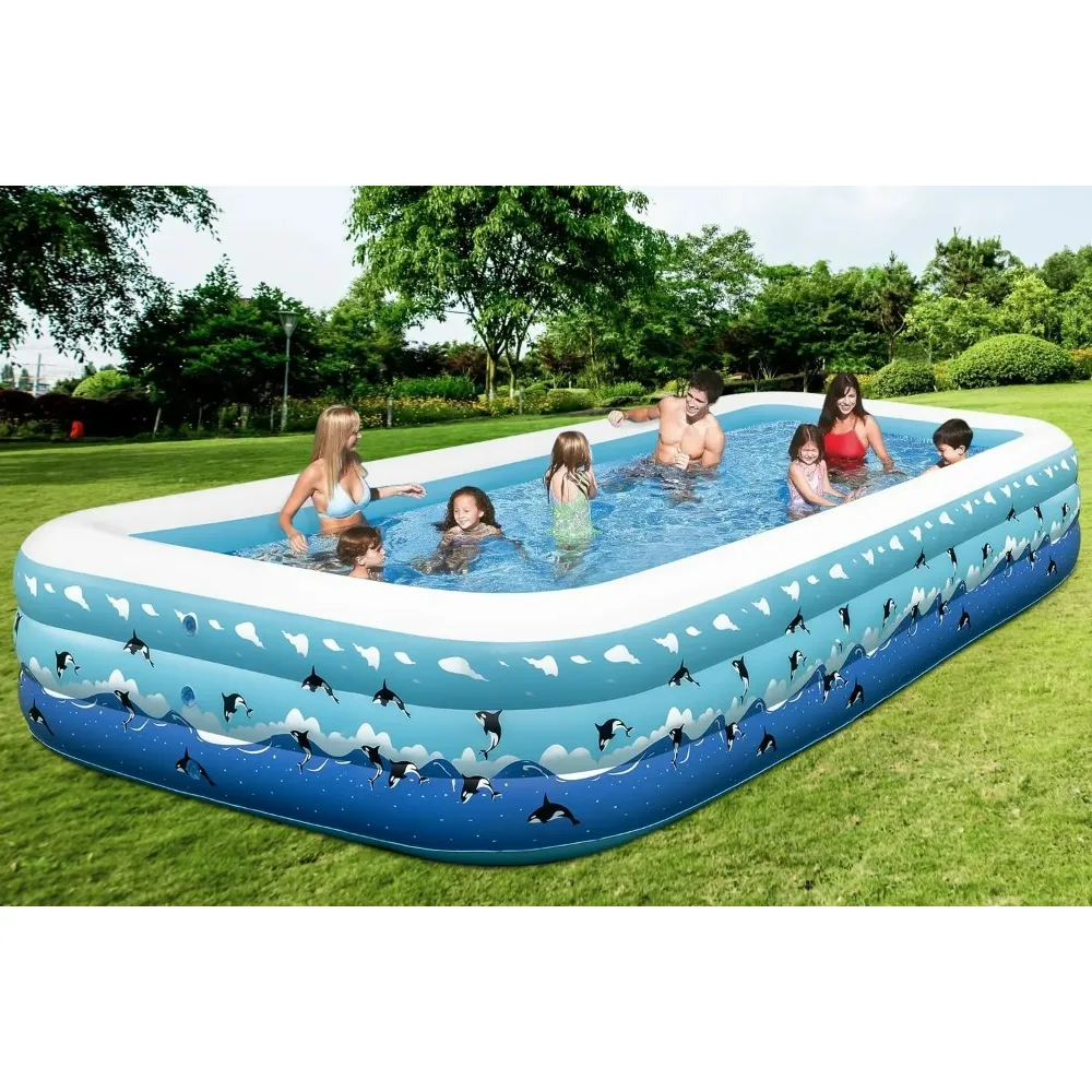 

Blow Up Inflatable Swimming Pools for Adults,130"x72"x22" Extra Large Inflatable Pool with Pump,For Backyard Home Garden Lawn