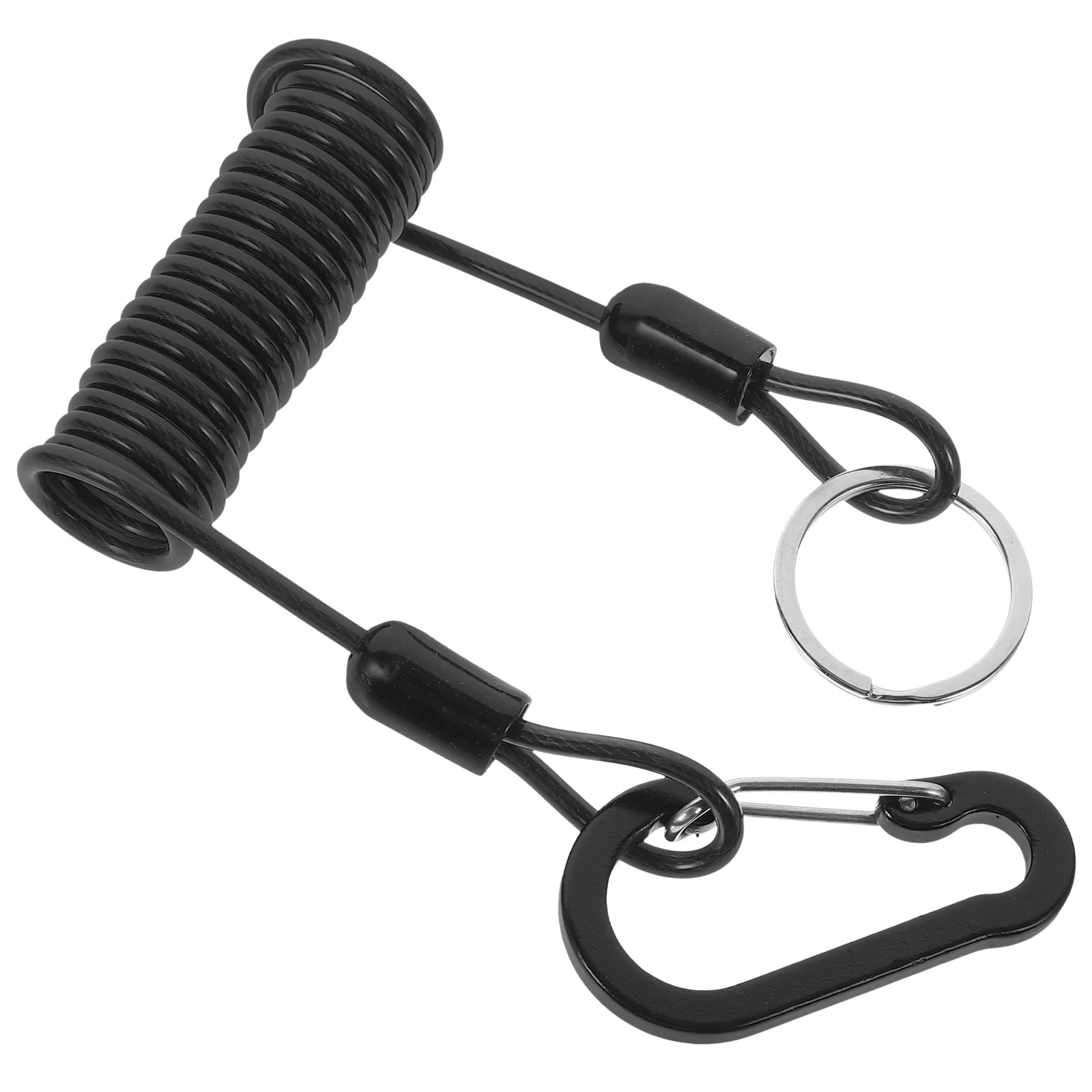

2pcs Stainless Steel Retractable Safety Rope Auto Stretch Lanyard Heavy Duty Fishing Tether Coiled Extension Cord for Outdoor