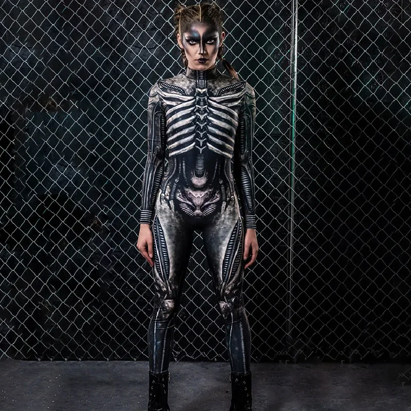 Halloween Devil Ghost Specter Jumpsuit Women Cosplay Bodysuit Skeleton Jumpsuits Carnival Party Performance Scary Costume