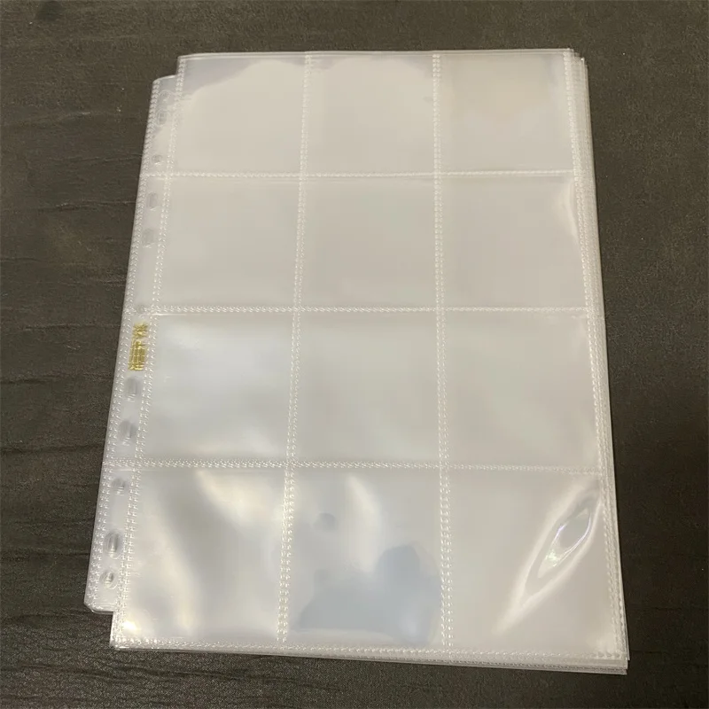 20 sayfa/grup 65*70mm 12 cep 11 delik yumuşak yuvarlak kartları sayfa para toplama tahtası oyun kartı albümü
