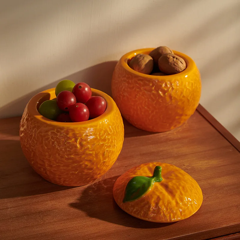 

Ceramic Orange Cute Storage Jar for Daily Storage, Beautiful Crafts, Home Decor Decoration